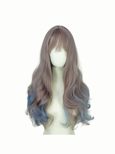 Colored Synthetic Fiber Long Wavy Curl Wig
