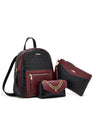 Color-blocked Embossed Backpack 3-piece Set