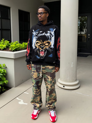 Hungry Wolf Printed Hip Hop Plush Loose Hoodies
