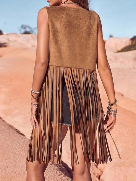Imitation Suede Tassel Sleeveless Vests