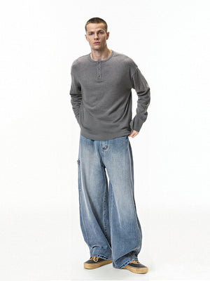 Retro Washing Old Blended Wide-leg Tooling Jeans