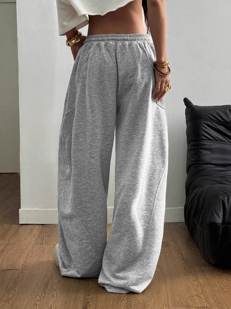 Straight-fit Loose-fit Pocket Drawstring Pants
