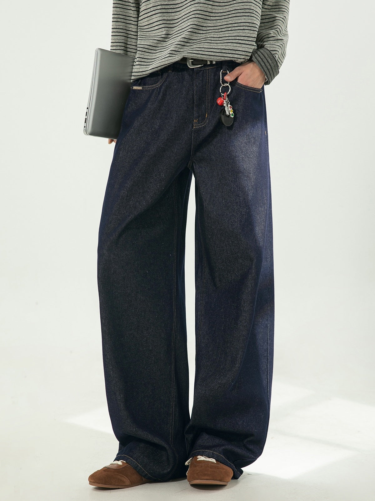 Retro Color-blocked Loose-fit Straight-fit Jeans
