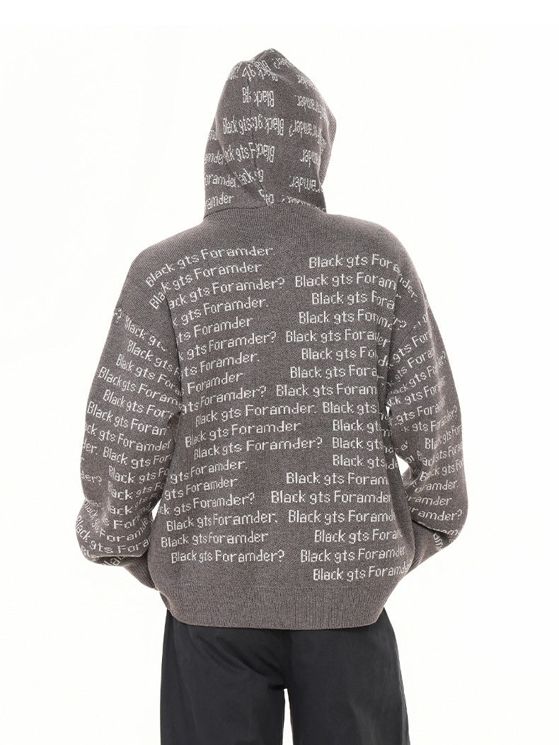 Letter Print Hooded Cardigans