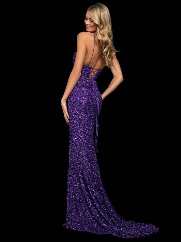 Rhinestone-encrusted, Sexy Sequined, Backless, Slimming, Slit Long Dress