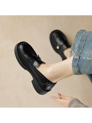 Liber Spring and Autumn Thick-soled Metal Buckle Women's Loafers