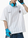 Printed Color-blocked Stripes Sports Loose-fit T-shirts