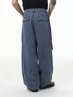 Function Outdoor Recreation Large Pockets Pleated Workwear Wide-leg Pants