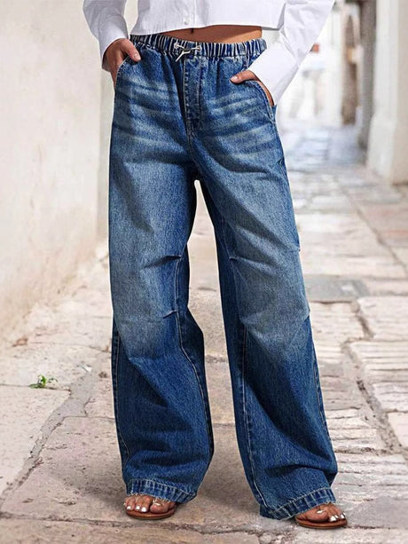Liber Winter Women's Old, Wash water, Pleats Jeans