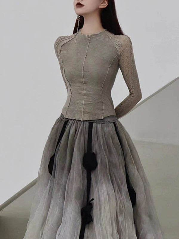 Floral Language Gauze Skirt