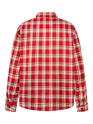 Punk Loose Plaid Printed Letters Plaid Long-sleeved Shirt