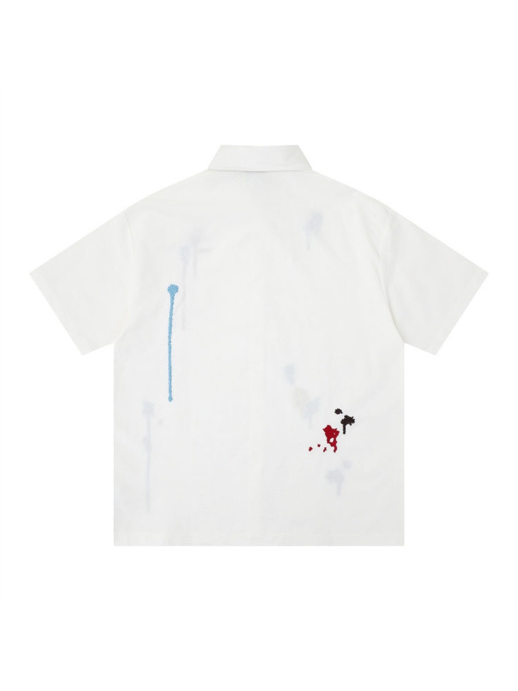 Splashing Ink Embroidery Loose-fit Vibe Shirts