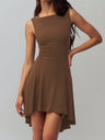 Off-the-shoulder Neckline Sleeveless Irregular Hem Mini&Short Dresses
