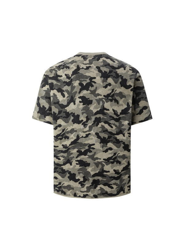 Retro Figure Printed Camouflage Cropped T-shirts