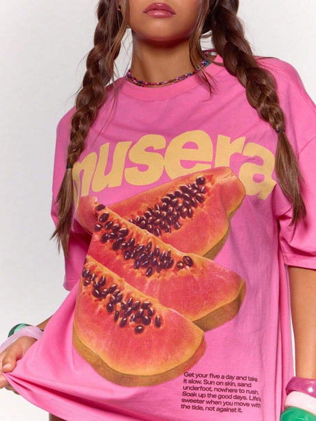 Casual And Versatile Cartoon Letter Print T-shirt