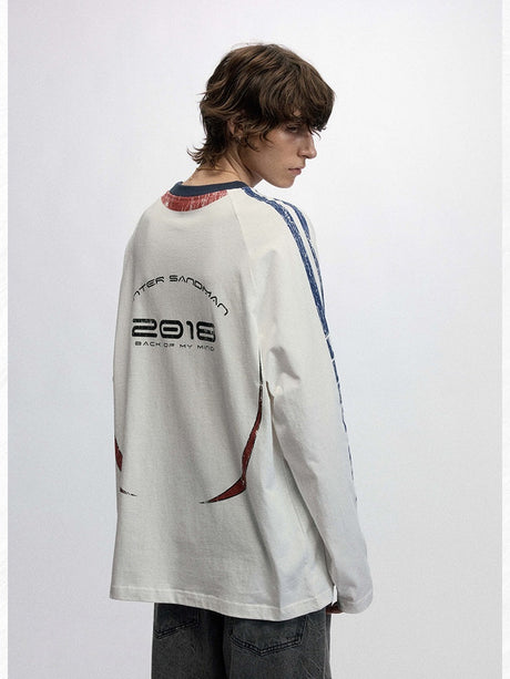 Crew Neck Football Sports Loose Long-sleeved T-shirt