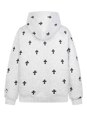 Gothic Alphabet Cross Full Print Hoodies