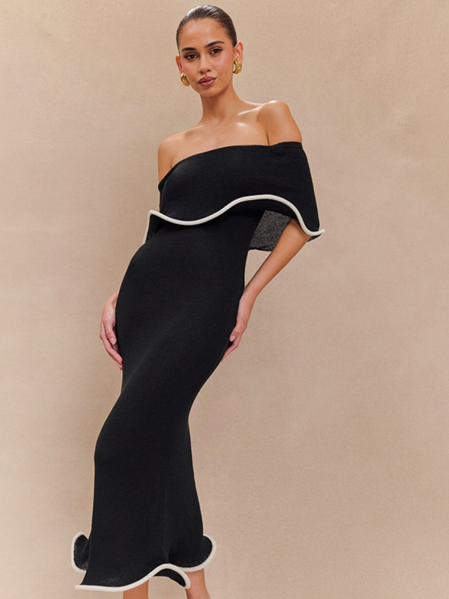 One-shoulder Splicing Hip-hugging Elegant Long Dress