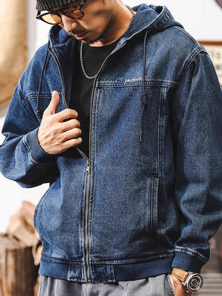 Retro Denim Washed Plush Denim Jacket