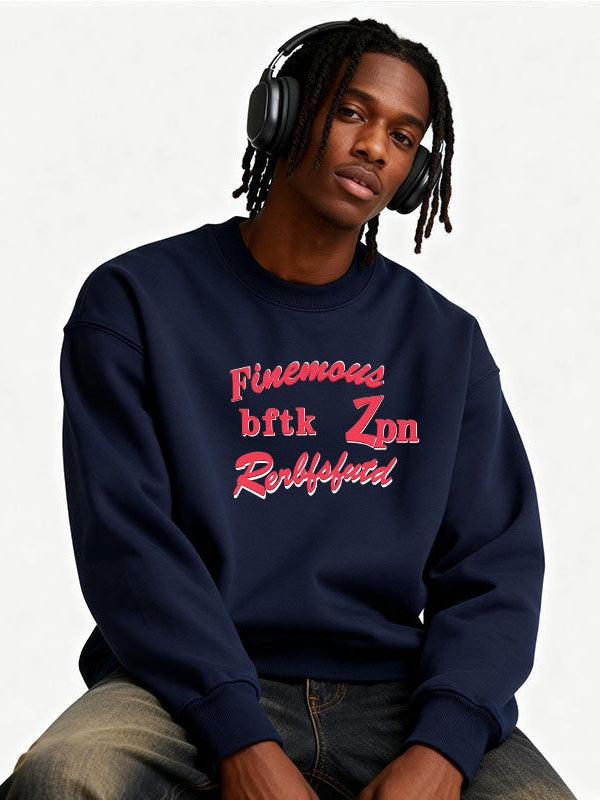 Valentine Gift Loose-fit Warm Letter Print Sweatshirts