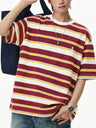 Retro Color-blocked Stripes Loose-fit T-shirts