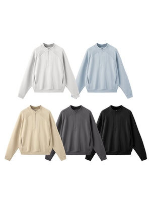 Lycra Pearl Stretch Half Zipper Comfort Keep Warm Sweatshirts&Hoodies