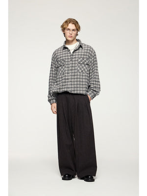 Liber Autumn Men's Button design Plaid Shirts