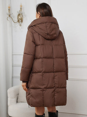 Hooded Zipper Mid-length Thick Down Jacket