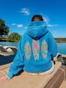 Printed Raglan Sleeves Thread Hawaii Hibiscus Hoodie