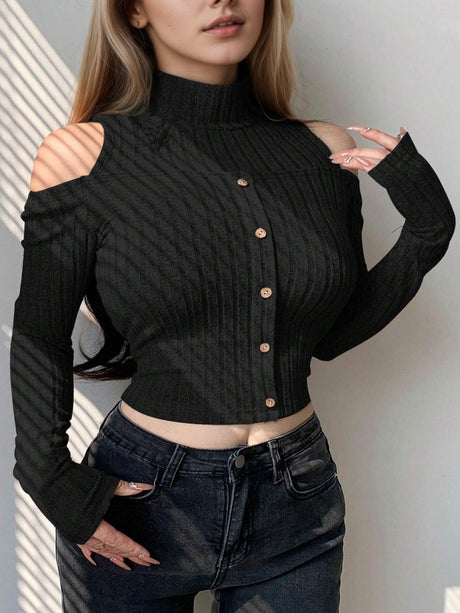 Liber Autumn Women's Off-shoulder Solid Color T-shirts