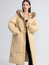 Women's Fur Collar Hooded Down Jacket, Extended Style, Knee-length Thickened Down Jacket，removable Collar