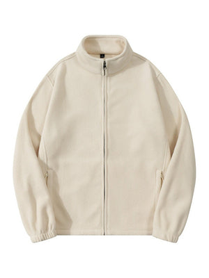 Fleece Loose Stand Collar Zipper Jackets