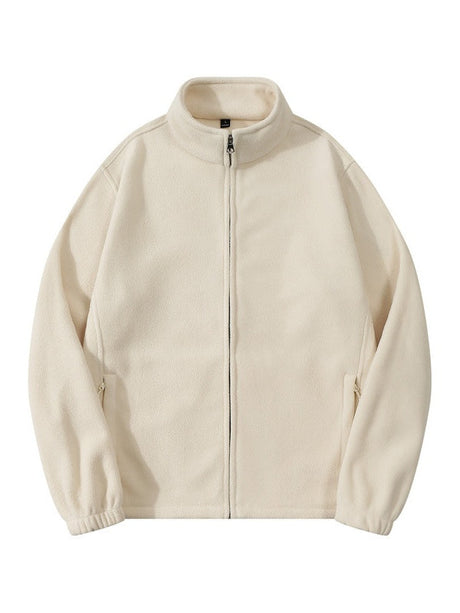 Fleece Loose Stand Collar Zipper Jackets