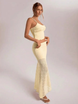 Liber Summer Women's Lace Solid Color 2-piece Sets