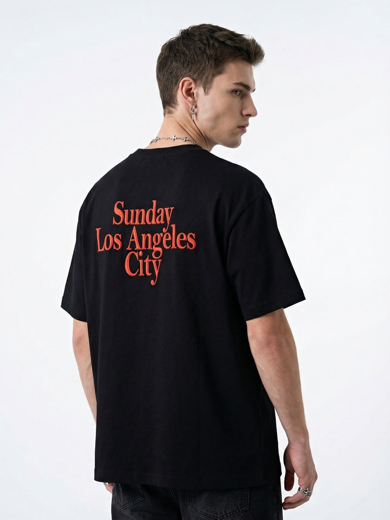 Color-blocked Double Collar Printed T-shirts