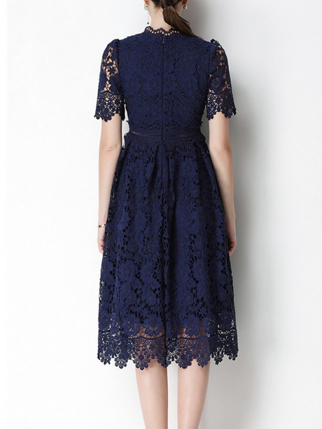 Hollow-out Water-soluble Lace Midi Dress