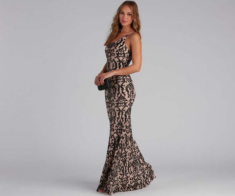 Liber Autumn women's sequins Fishtail shoulder Long suspender dress