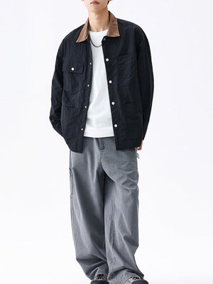 Multiple Pockets Loose-fit Shirts