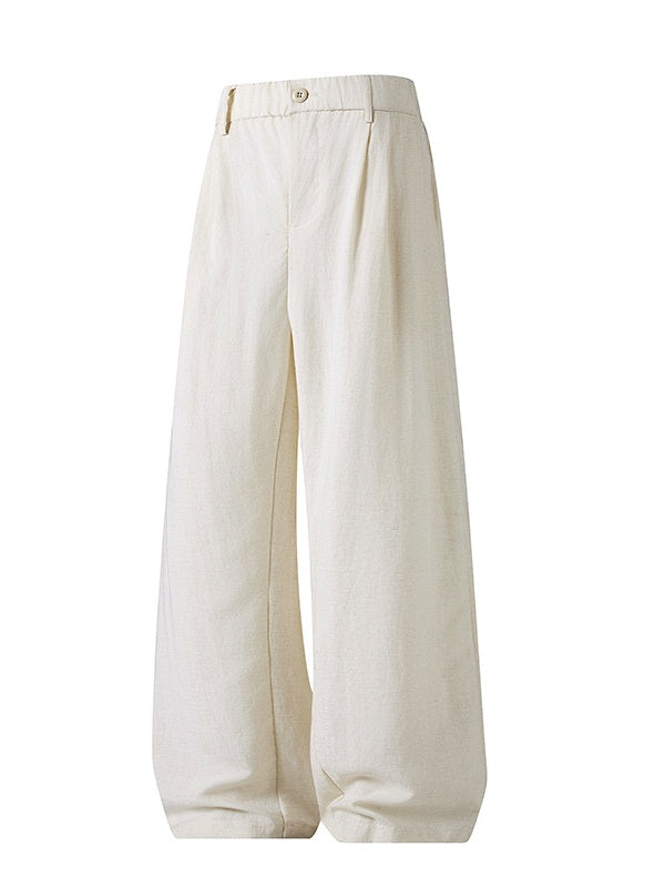 Army Green Flax Wide-leg Pants