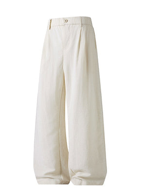 Army Green Flax Wide-leg Pants
