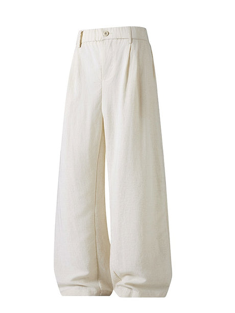 Army Green Flax Wide-leg Pants
