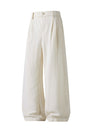 Army Green Flax Wide-leg Pants