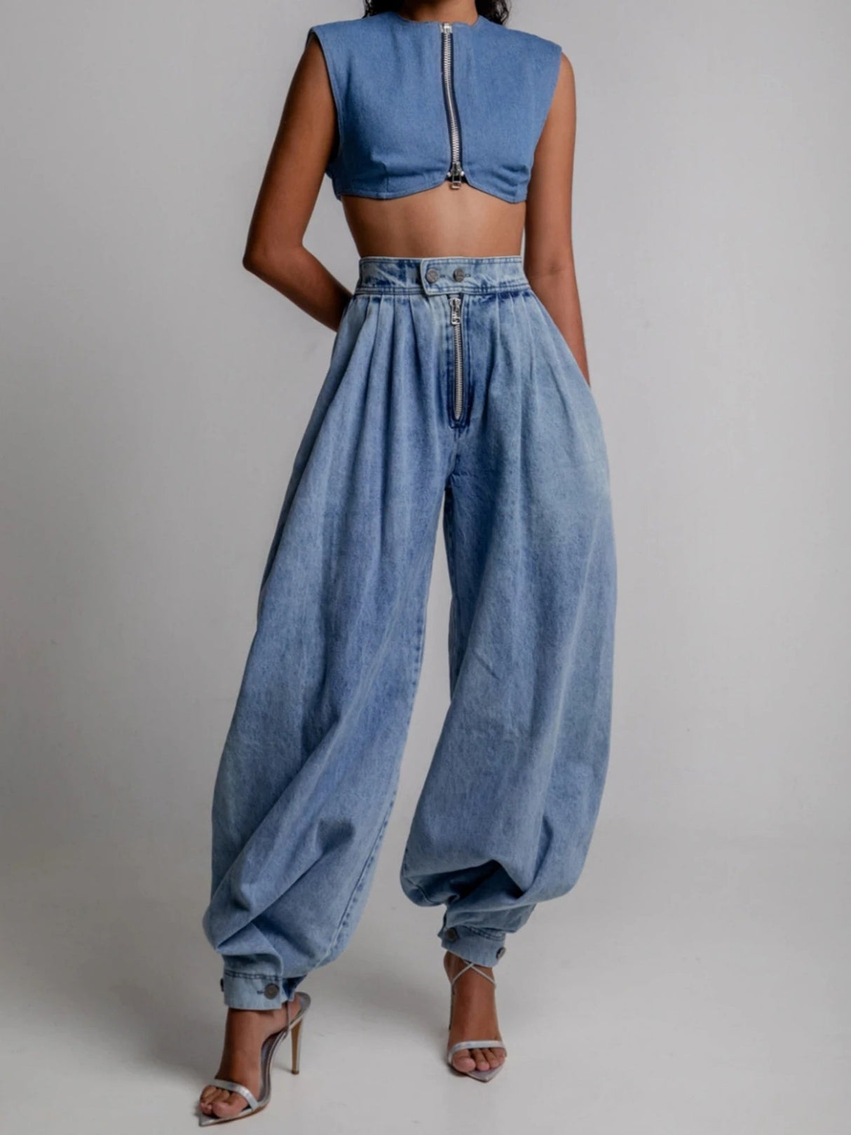 Y2k High-waisted And Tapered Legs Balloon Pants Jeans
