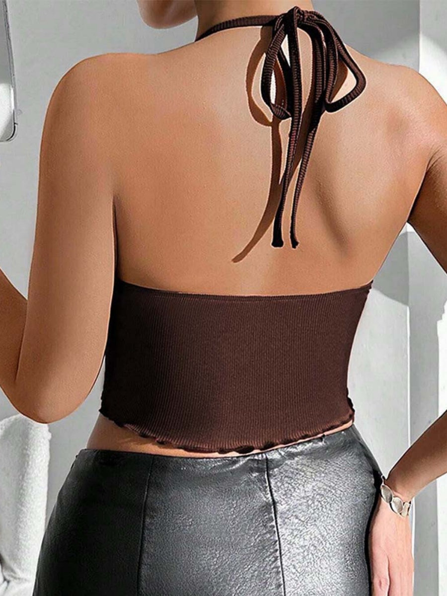 Drawstring Backless Tank Top