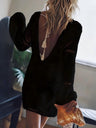 Long-sleeved V-neck Lace Backless Short Dress