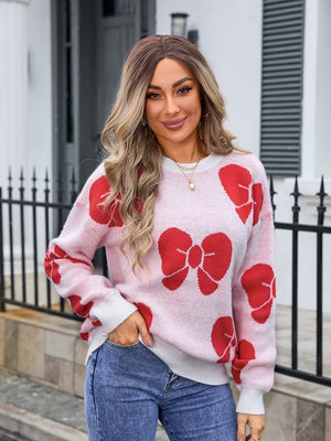 Pull en maille color-block à nœud pour la Saint-Valentin