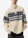 Fair Isle Jacquard Half Zipper Turtleneck Sweaters