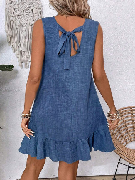 Ruffled Sleeveless Casual Short Dress