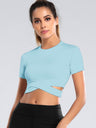 Cross Crew Neck Short Sleeve Exercise And Fitness Yoga T-shirts