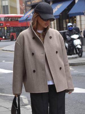 Double-Breasted Short Pea Coat